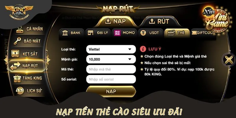 Nạp tiền thẻ cào siêu ưu đãi