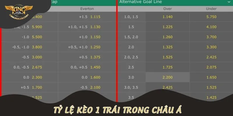 Tỷ lệ kèo 1 trái trong châu Á